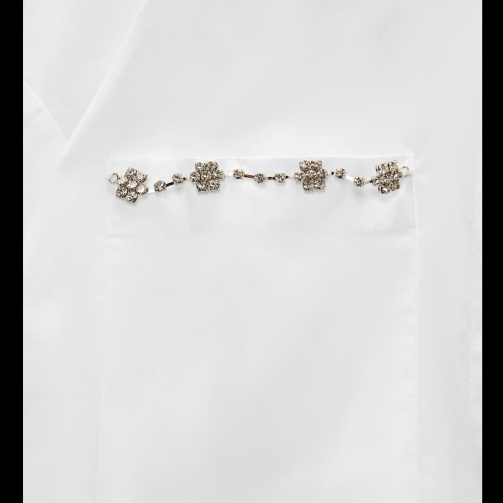 Zara White Jewel Detail Oversized Shirt - Picture 11 of 11